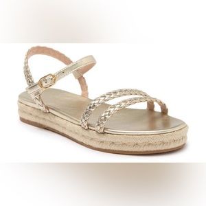 NWOT MYKONOS BRAIDED ESPADRILLE FLATFORM SANDAL IN PLATINO